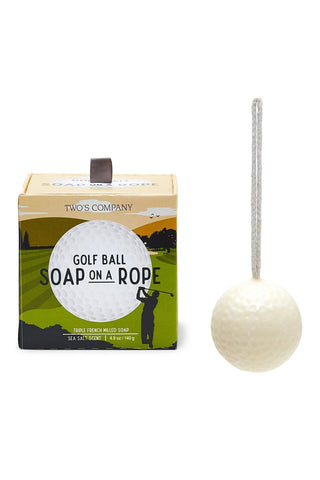 Two's Company Triple Milled Sea Salt Golf Ball Soap on a Rope boxed gift