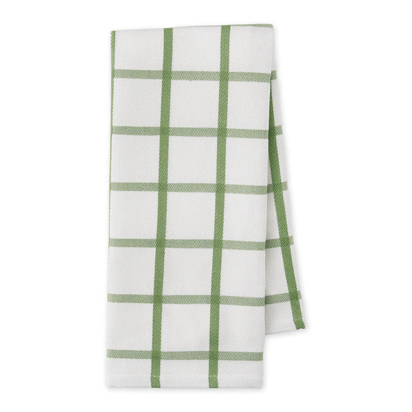 Close Up Clover Green Plaid Kitchen Towel