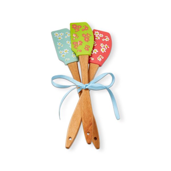 Close up view of Pretty Floral Spatula Set of 3