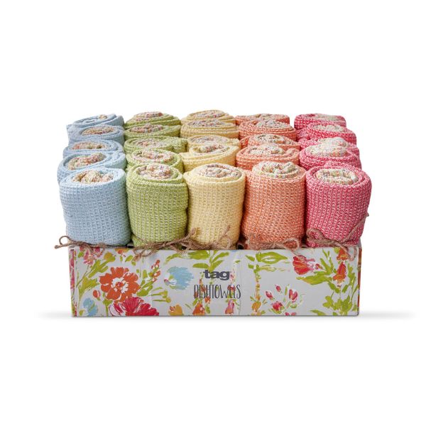 Tag Bloom & Blossom Assorted Waffle Weave Dishtowels in Sherbet Colors