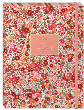 close up Lady Jayne Coral Floral Undated Guided Planner w/ Make Today Amazing Text on cover