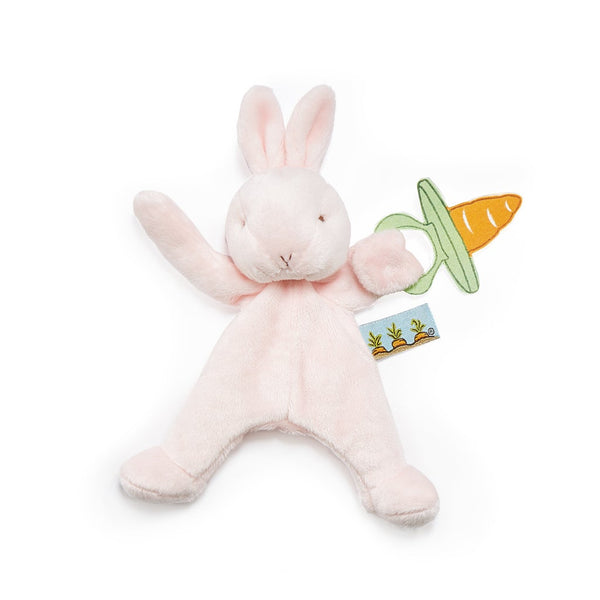 Pink Velour Bunny Mini Pacifier Holder