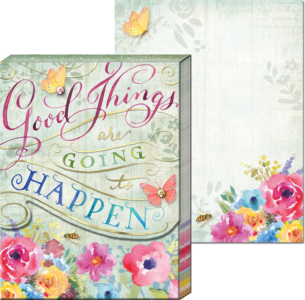 "Good Things Are Going to Happen" Floral Pocket Note Pad ~ Close Up View