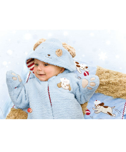 Bunnies by the Bay Blue Fleece Infant Snugsuit Footed Puppy Coveralls