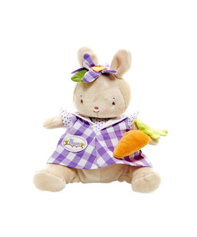 Bunnies by the Bay Bloom Bunny Rabbit in Purple Gingham Dress holding Carrot