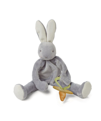 Bunnies by the Bay Bloom Bunny Gray Pacifier Holder and Rattle