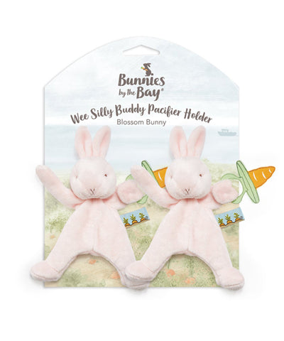 Bunnies by the Bay Pink Wee Silly Buddy Bunny Pacifier Holder Set