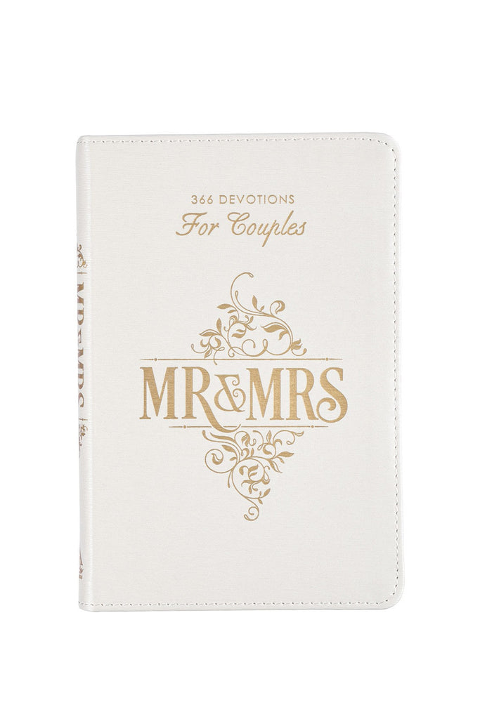 Mr & Mrs Devotional with White Pearlized  Cover and Gold Lettering Bible Study for Newlyweds