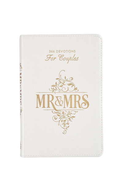 Mr & Mrs Devotional with White Pearlized  Cover and Gold Lettering Bible Study for Newlyweds