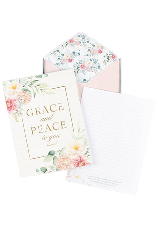 Beautiful Cream Lined Notepaper with Pink Floral Envelops