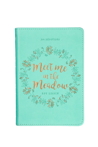 Aqua Floral Devotional Book with Gold Lettering and Wreath Detail