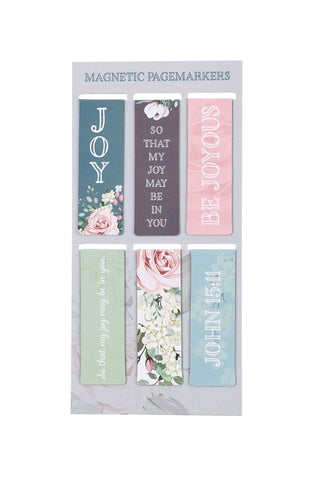 Joyful Pastel Floral Magnetic Bookmark Set in Pink, Blue, Green, and White