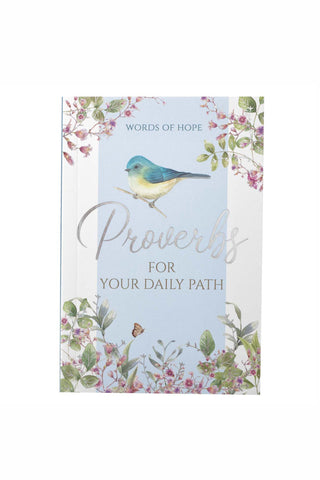 Sweet Proverbs for Your Daily Path Devotional Cover with Blue, Florals, and Little Bird