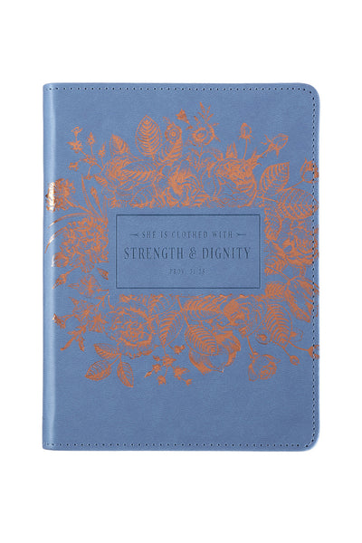 Classic Blue Strength & Dignity Proverbs 31:25 Journal