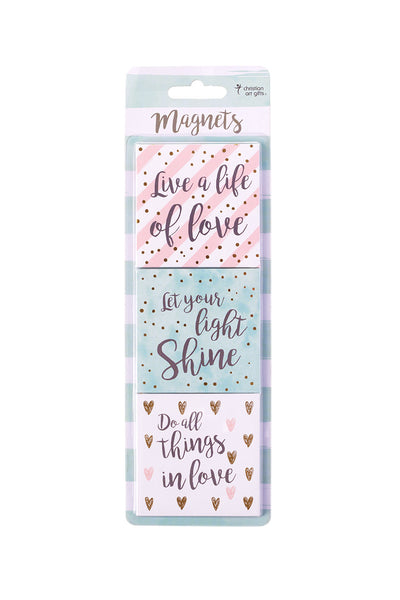 Live a Life of Love Magnet Set in Pink, Aqua, and White