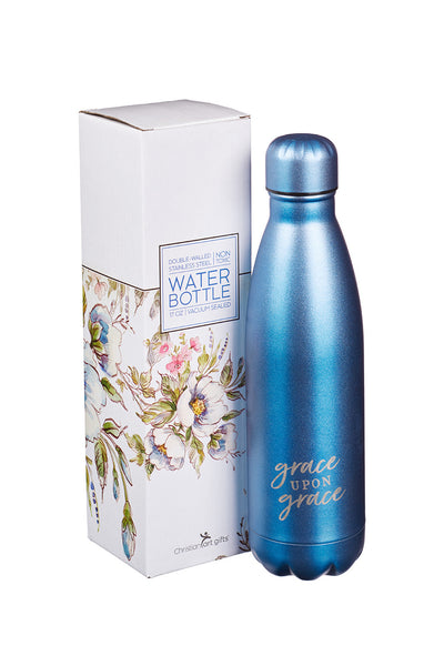 Blue Stainless Steel Grace Upon Grace Water Bottle