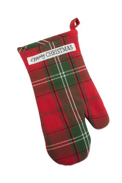 Merry Christmas Red Plaid Oven Mitt
