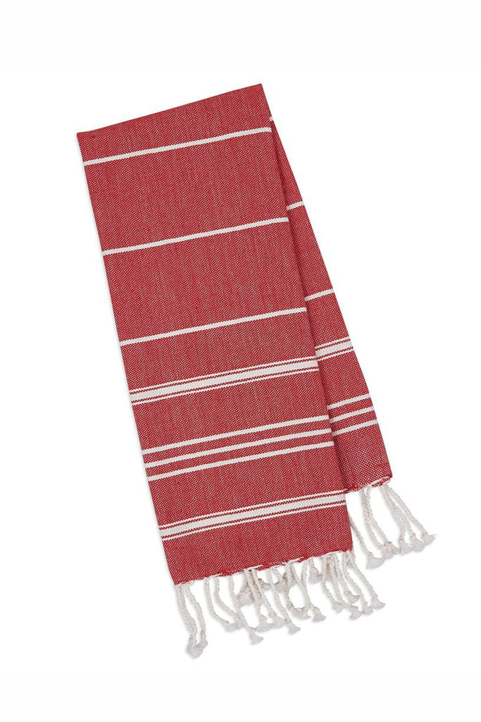 Ribbon Red & White Striped Fouta Kitchen Towel