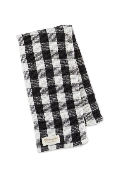 Black & Cream Gingham Checkered Waffle Dish Towel