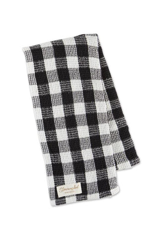 Black & Cream Gingham Checkered Waffle Dish Towel