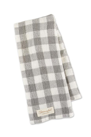 DII Gray & Cream Gingham Waffle Kitchen Towel
