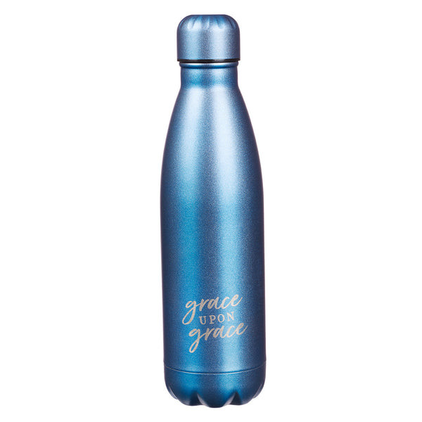 Blue Steel Water Bottle w/ Grace Upon Grace Lettering