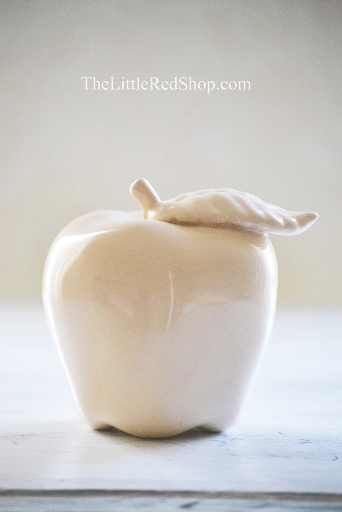Crackled Cream Ceramic Apple 