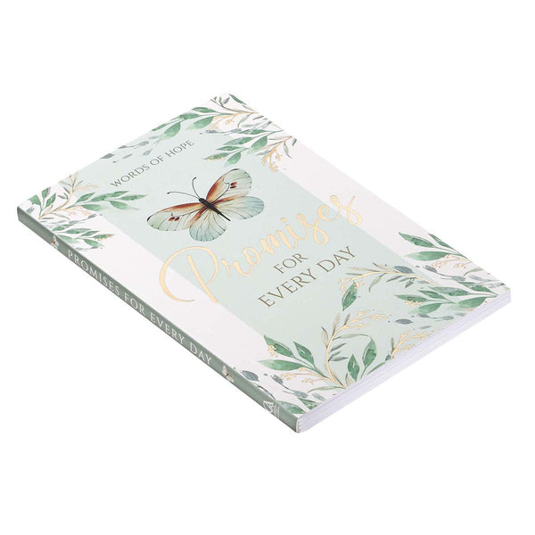 Side view Promises Devotional Cover w/ Green Leaves & Butterfly