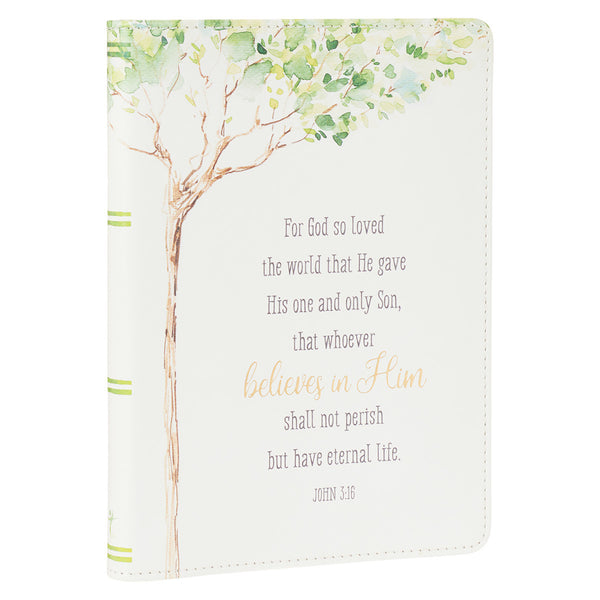 For God So Loved the World Journal ~ Spine View w/ Green Stripes
