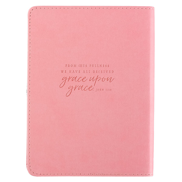 Grace Upon Grace ~ John 1:16 Classic Pink Journal ~ Back Cover with Verse