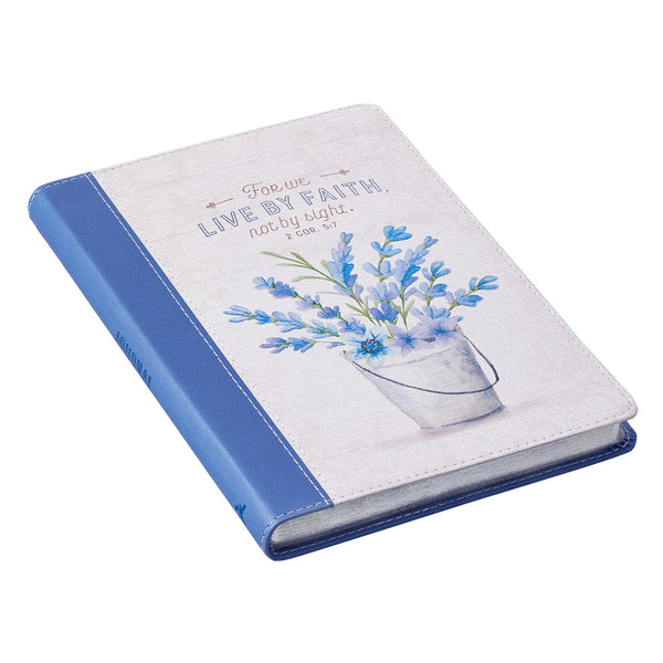 Side View Blue White Floral Journal