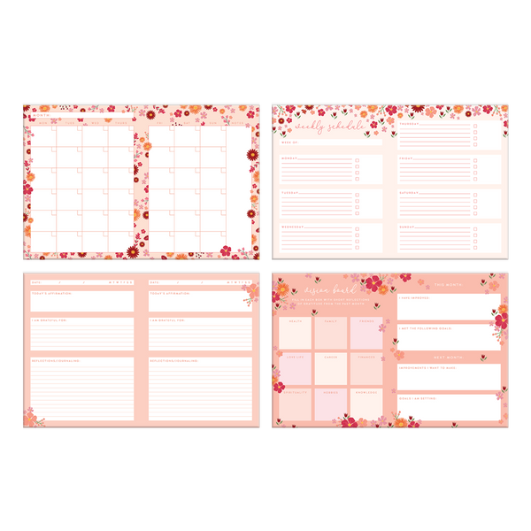 Sample view of Pretty Floral & Coral Planner Pages