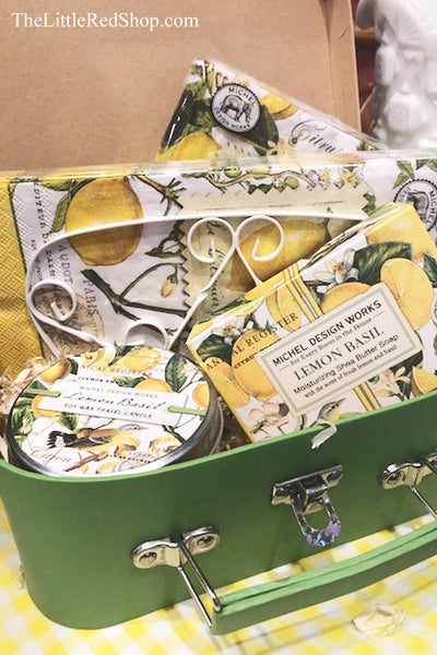 Swirl Napkin Holder shown with Lemon Gift Set