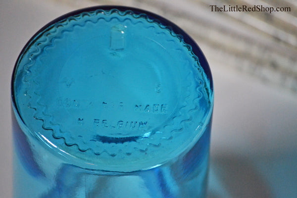 Detail of Vintage Aqua Glass Belgian Apothecary Jar Base