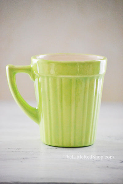 Alt View - Dainty Vintage Spring Green Pottery Mug