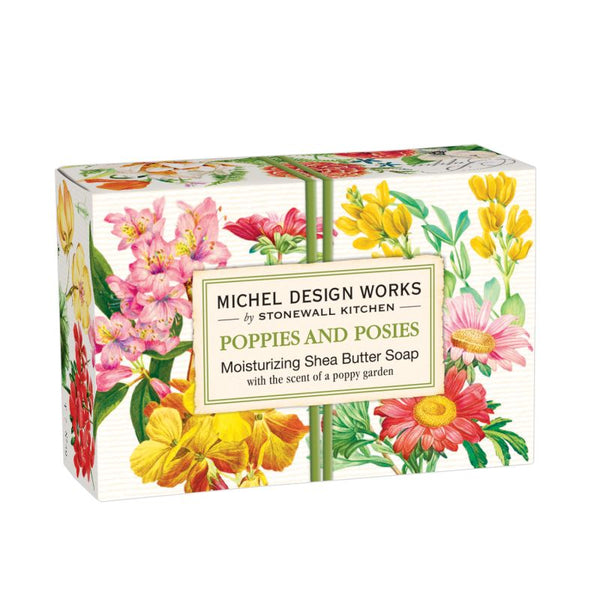 Close up Michel Design Works Poppies & Posies Boxed Shea Butter Soap
