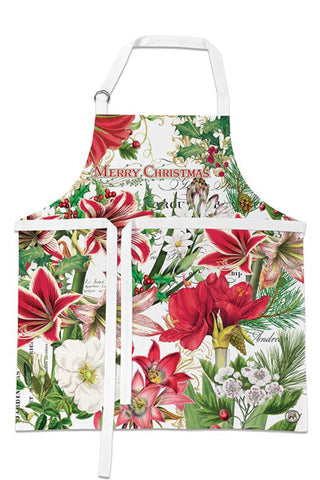 Michel Design Works Merry Christmas Floral Chef's Apron