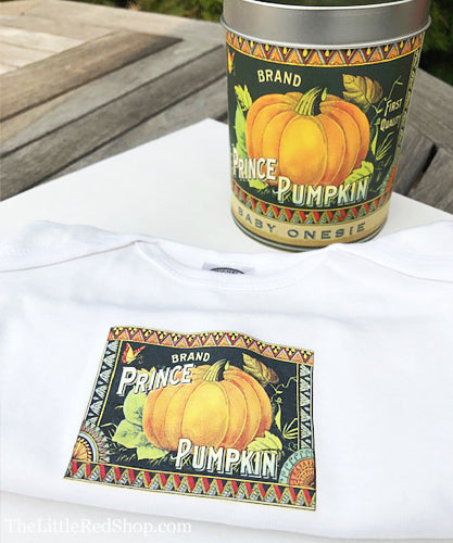 Prince Pumpkin Onesie with Vintage Style Matching Can