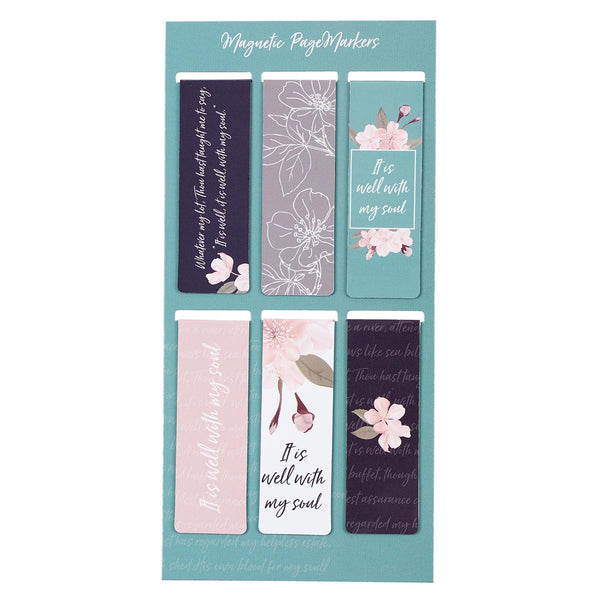 Aqua Pink Blue & Grey Floral Page Markers