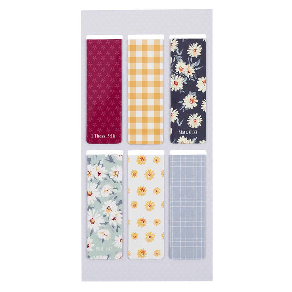 Back View Magnetic Floral & Gingham Page Markers 