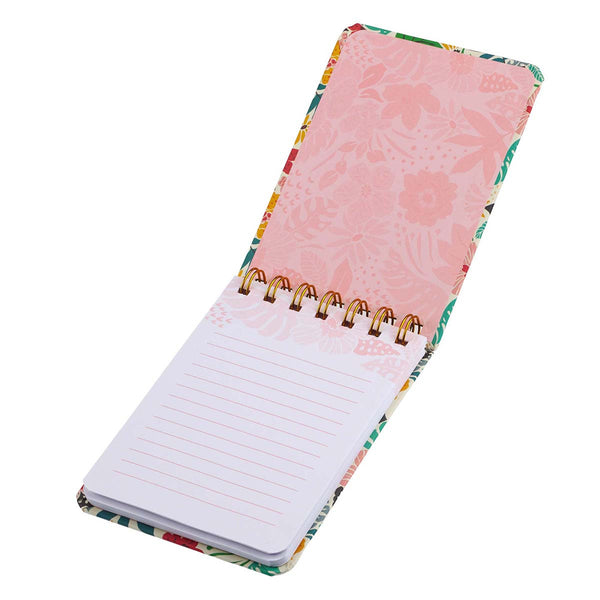 Pink floral & white lined page view
