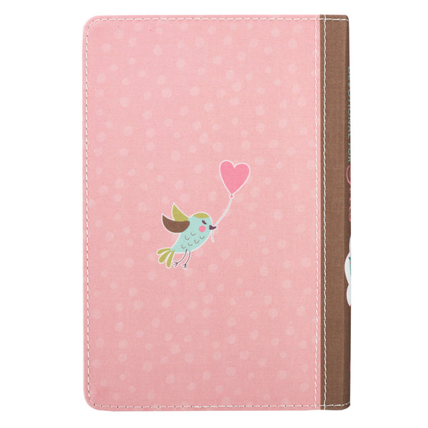Blue Bird with Heart Balloon Pink Back Devotional for Girls Cover
