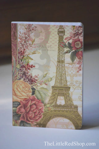 Pink Floral Eiffel Tower Paperback Notebook
