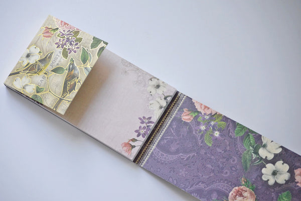 Open view of Notepad with Purple Floral bottom cover