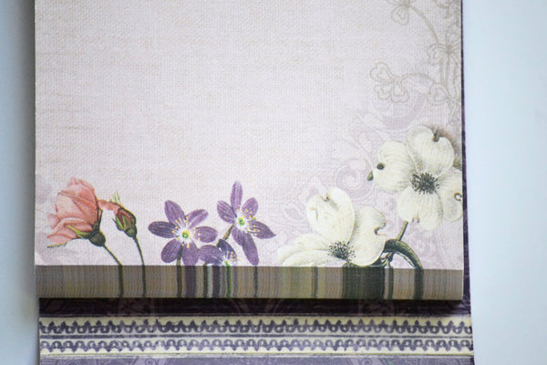 Detail of Flowers across bottom of note pages