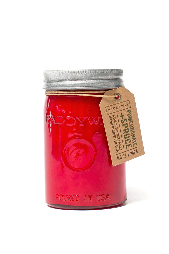 Paddywax Red Pomegranate Spruce 9.5 Relish Jar Candle w/ Galvanized Lid