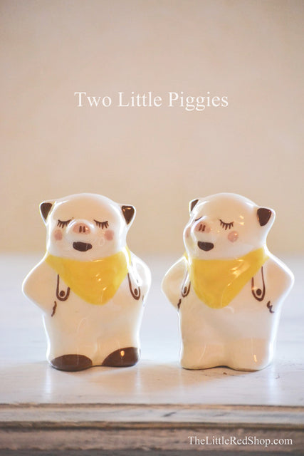 Vintage Pigs in Yellow Hankies Salt & Pepper Shaker Set