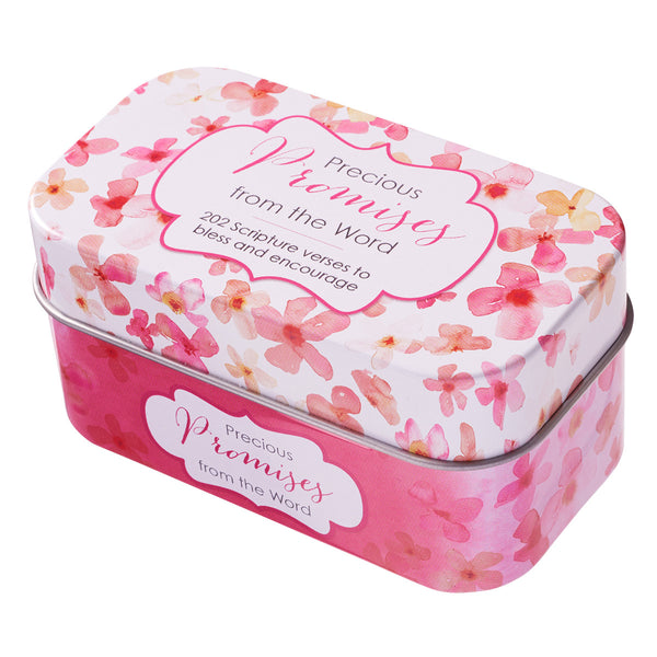 Side View Pink Floral Promise Card Tin