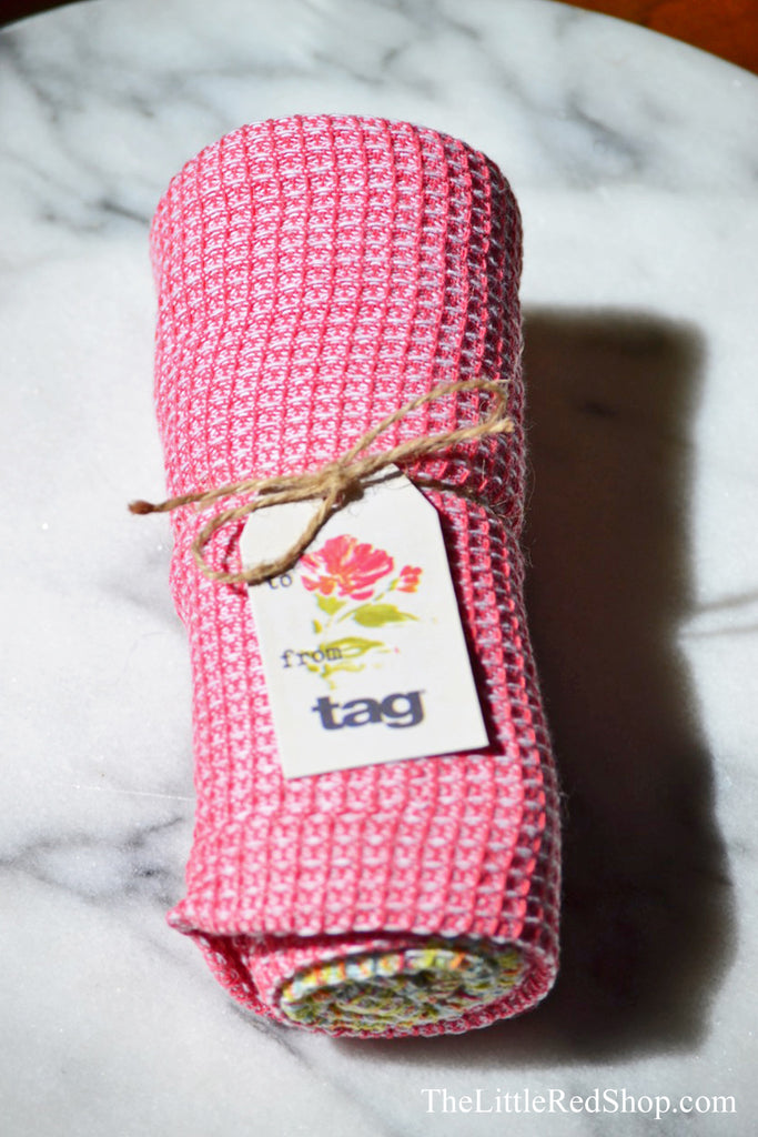 Tag Pink Bloom & Blossom Waffle Weave Dishtowel