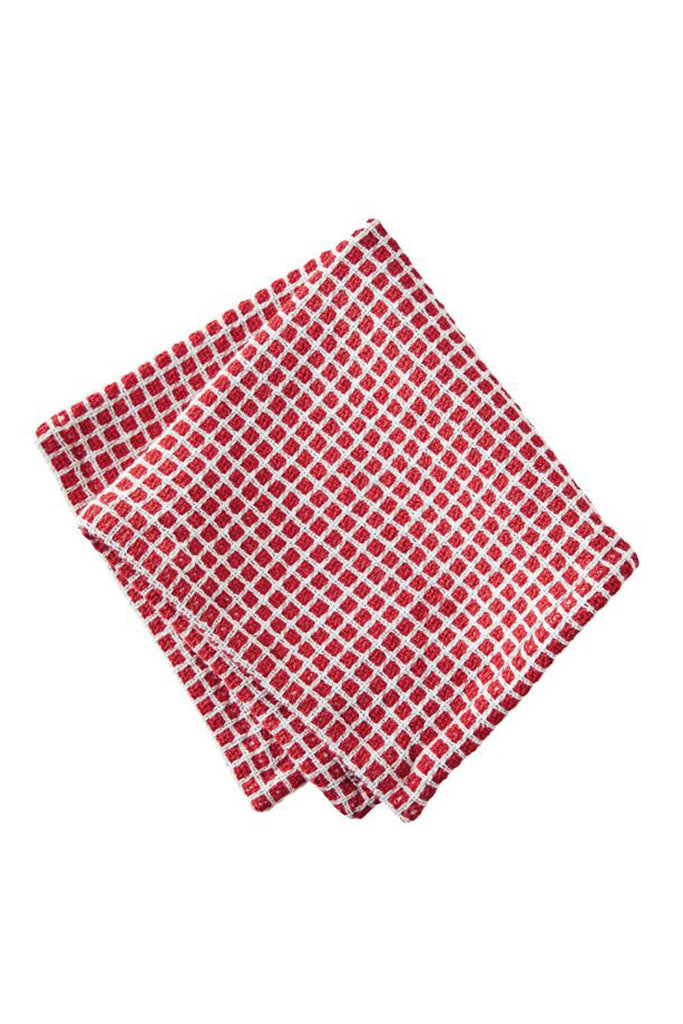 Red & White Textured Check Dishcloth Set